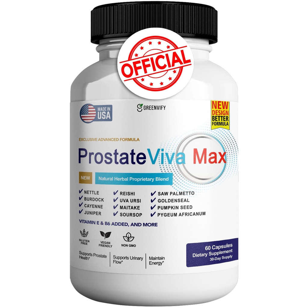 ProstateViva Max Prostata Kosttilskud til mænd kapsler, Sundhedstillæg - maksimal styrke, Alle naturlige til at understøtte normal & sund funktion (60 kapsler)