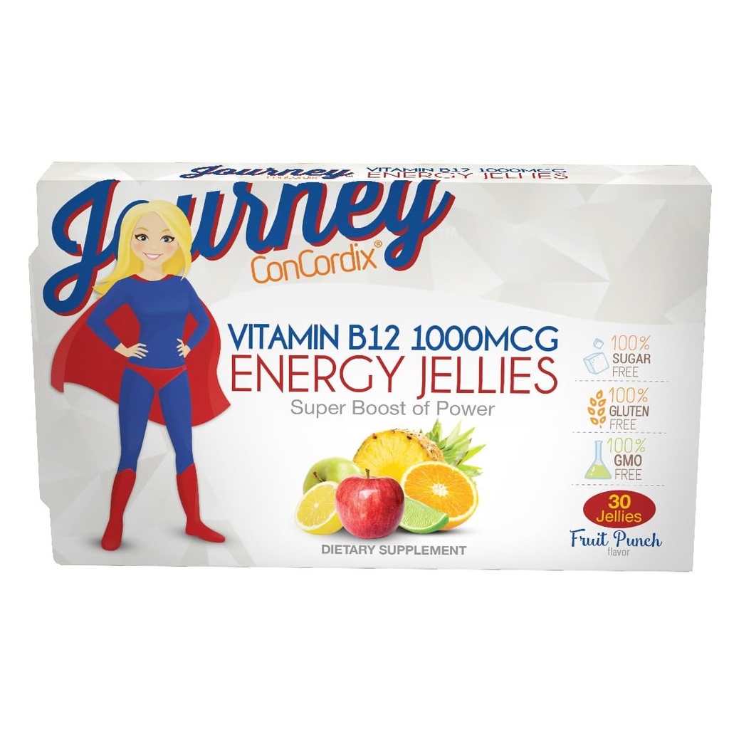Bariatric Eating Journey 1.000 mcg Vitamin B12 Sugar- Free Energy Jellies Fruit Punch (30 Greve)