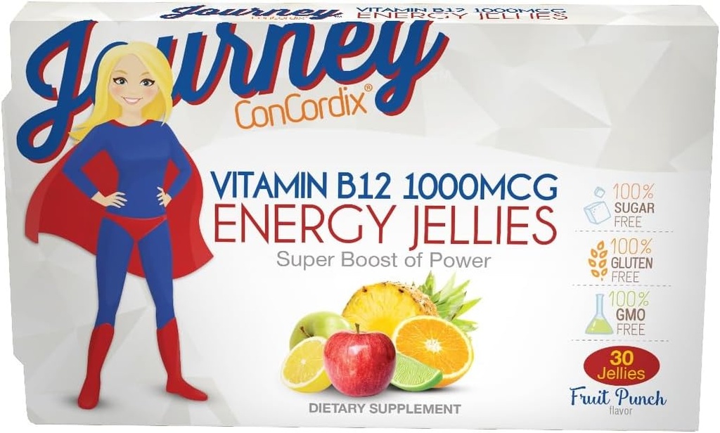 Bariatric Eating Journey 1.000 mcg Vitamin B12 Sugar- Free Energy Jellies Fruit Punch (30 Greve)