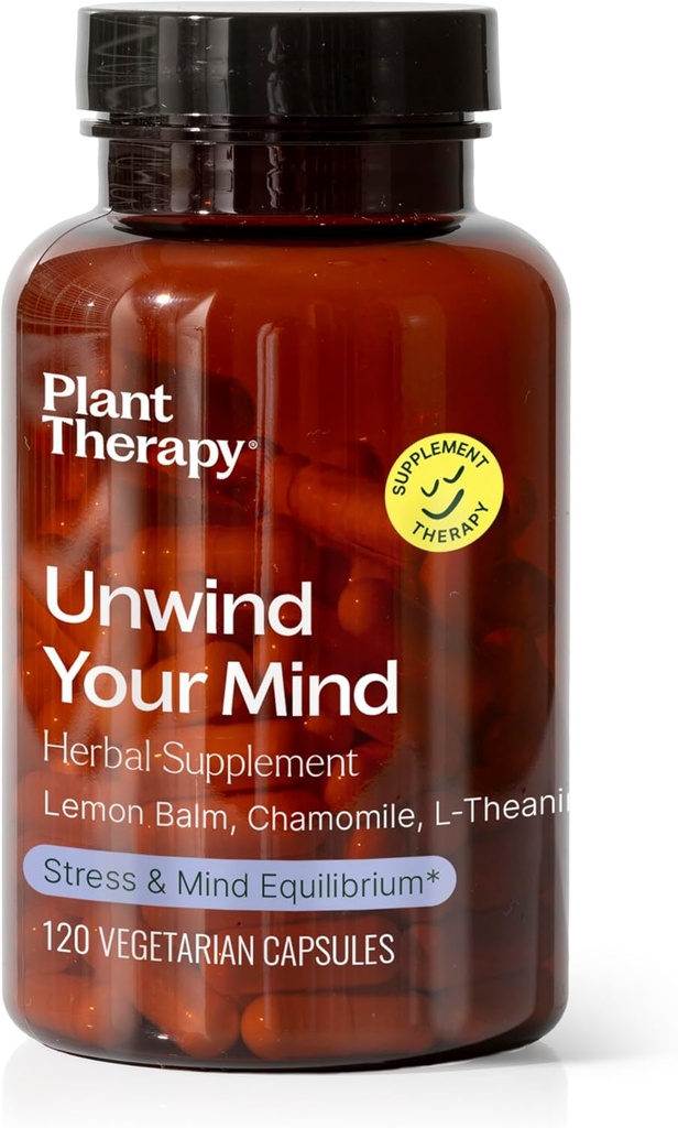 Plant Terapi Unwind din hjerne herbal supplement kapsler, naturligt afslappende, Hjælper med at berolige en optaget hjerne, Great Efter en lang dag eller før sengetid, 120 Vegetariske kapsler (4 måneders forsyning), Made in USA