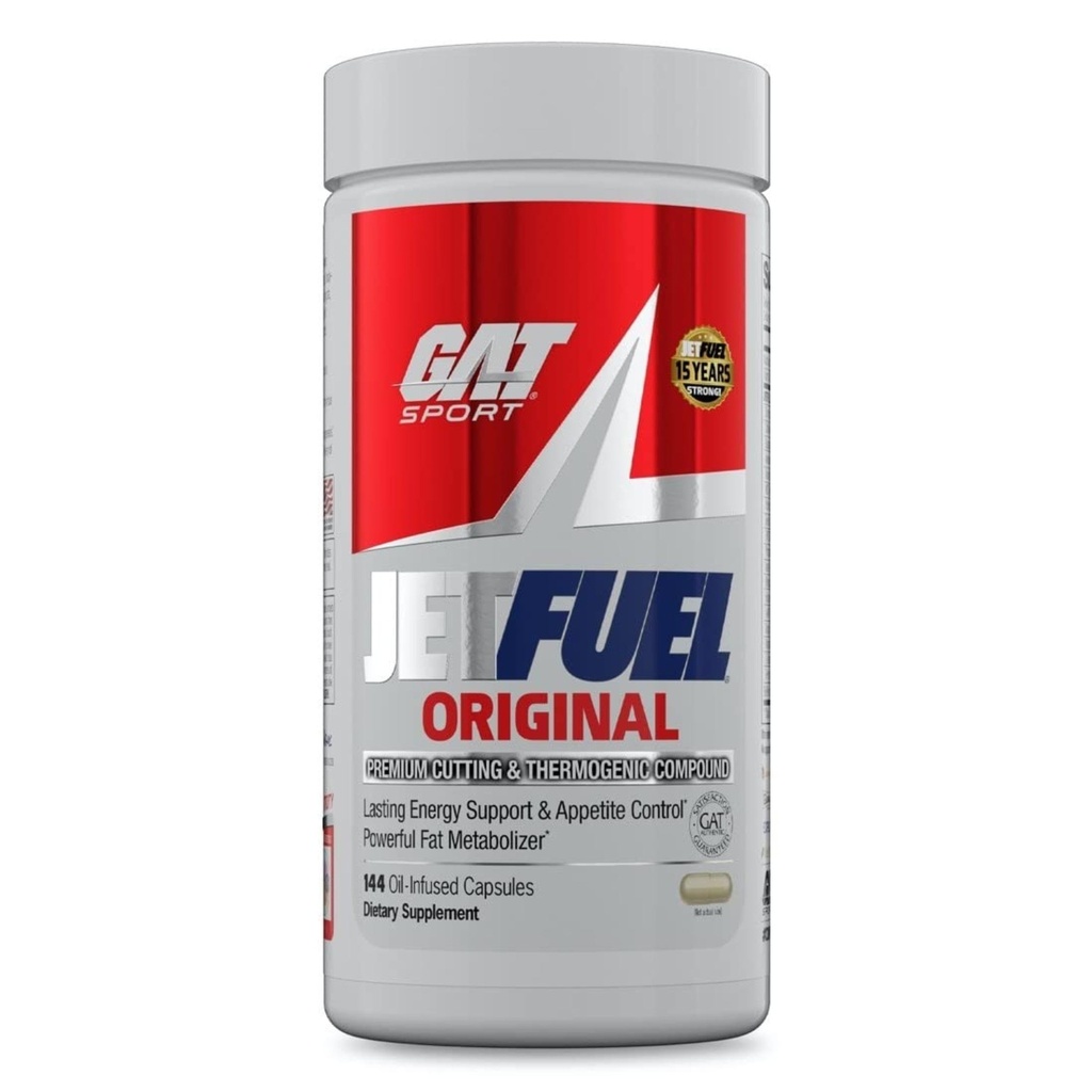 GAT SPORT JetFuel Original - vægttab supplement, Energy Booster, Fat Burner, Appetitsuppressant (144 kapsler)