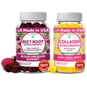 Lunakai Beet Root and Collagen Gummies Bundle 200mg Hydrolyzed Collagen Gummies for Women and Men with Biotin, Zink, Vitamin C og E - Non- GMO Anti Aging