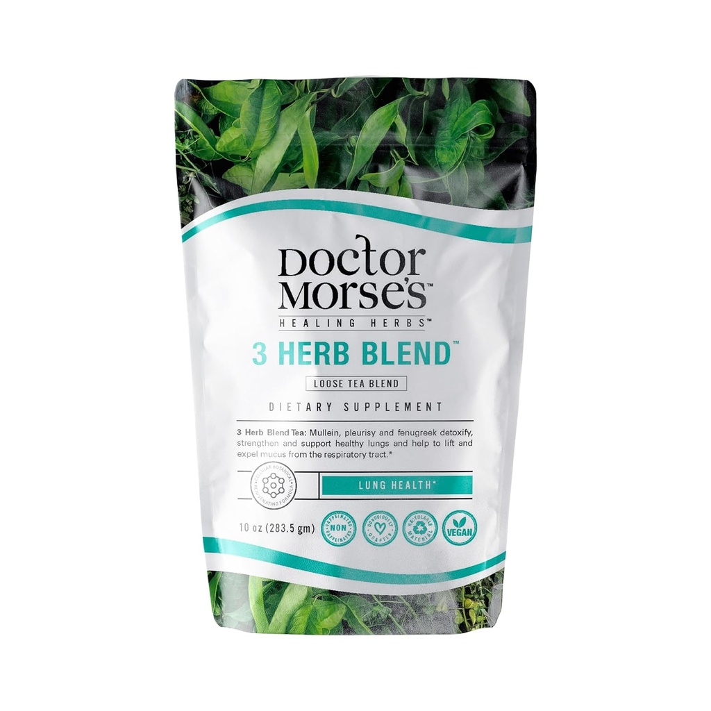 Læge Morse 's - Mullein Leaf Tea - 3 Herb Blend Tea - 86 Servering, 7oz - Koffein fri - Omfattende Lung & Respiratory Support - Mullein Leaf, Pleuristiske Root & Fenugreek ekstrakt