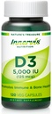 Høj potens D3 5000 IE - Boost immun, Support Bone & Tænder, Let at synke 120 Veg kapsler