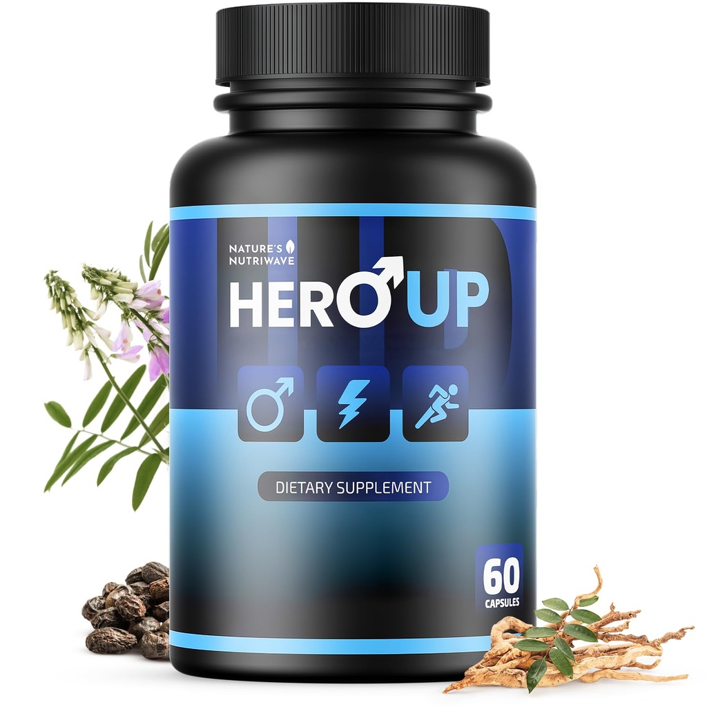 HeroUP - Natural Wellness Supplement with Plant-Based Ingredients – Non-GMO, Stimulant-Free | Made in the USA, GMP-Certified | 60 Capsules, 1 Month Suppy