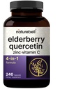 NatureBell Sambucus Elderberry Kapsler, 5000mg Per Servering med Quercetin 500mg, C-vitamin og zink, 240 Greve • 124; European Black Elderberry Fruit Extract - 4 i 1 immunsupporttilskud