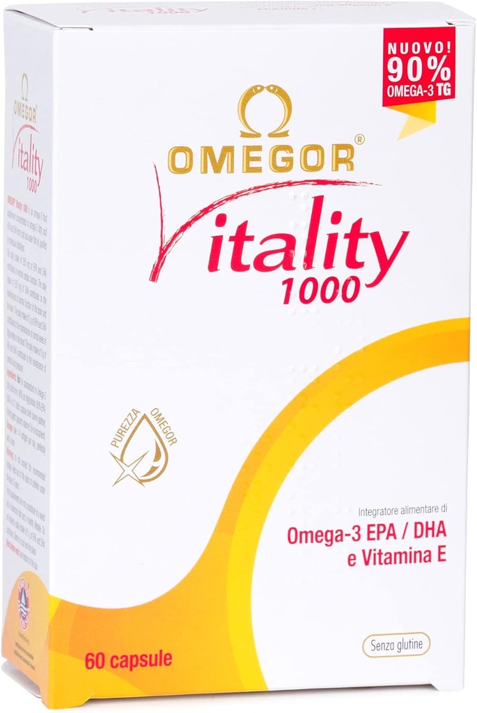 OMEGOR Omega 3 Fish Oil Supplement IFOS Certified Vitality 1000 med 800mg EPA og DHA per kapsel - Ingen Fishy Aftersmage, Non- GMO (60 Softgels)