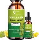 Extra Strength 2,000mg Mullein Drops til Lungs, Mullein Leaf Extract Supplement, Alkohol fri, Høj Absorption, Kraftfuld og Natural Vegan Mullein Liquid Drops til Lung Cleanse, immunforsvar