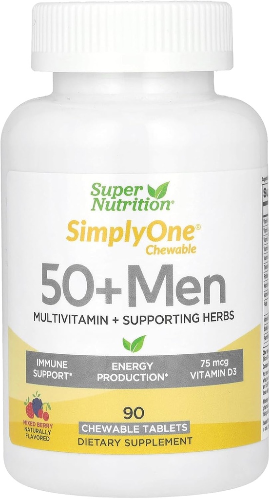 SuperNutrition Multi- Vitamin til mænd 50 +, Højstyrke, En / dag tyggetabletter, 90 Day Supply Wild Berry 90 Greve (Pack of 1)