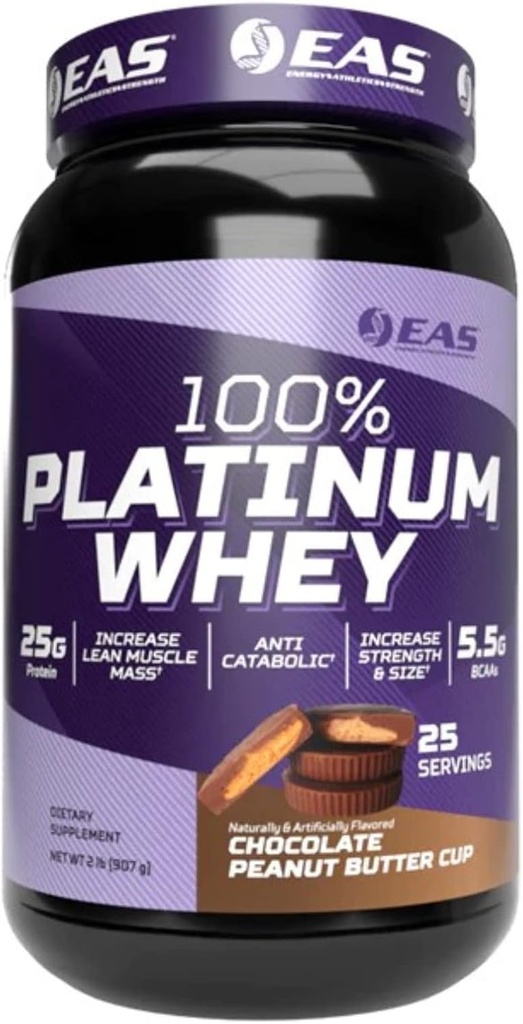 EAS 100% Platinum Yep 124; 3 Ultra- Platinum Whey Proteins Yep 124; Øge Størrelse & Styrke Yep 124; 25g Protein, 5,5g BCAAs Yep 124; 2 Pund (Chocolate Peanut Butter Cup)