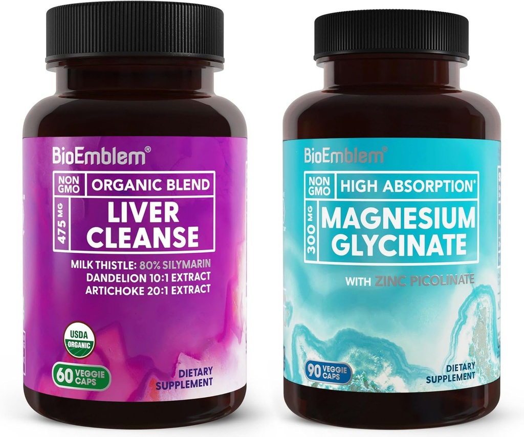 Bioemblem Magnesium Glycinat med zink + Bioemblem USDA Økologisk leverrensning