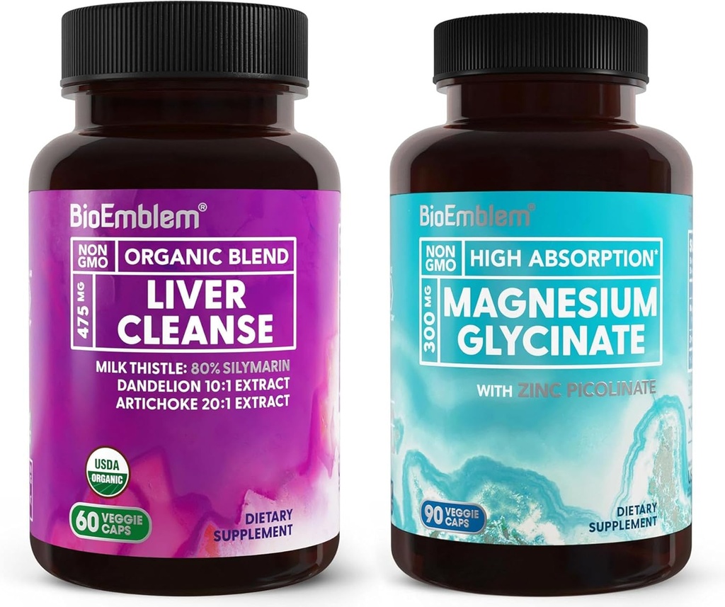 Bioemblem Magnesium Glycinat med zink + Bioemblem USDA Økologisk leverrensning