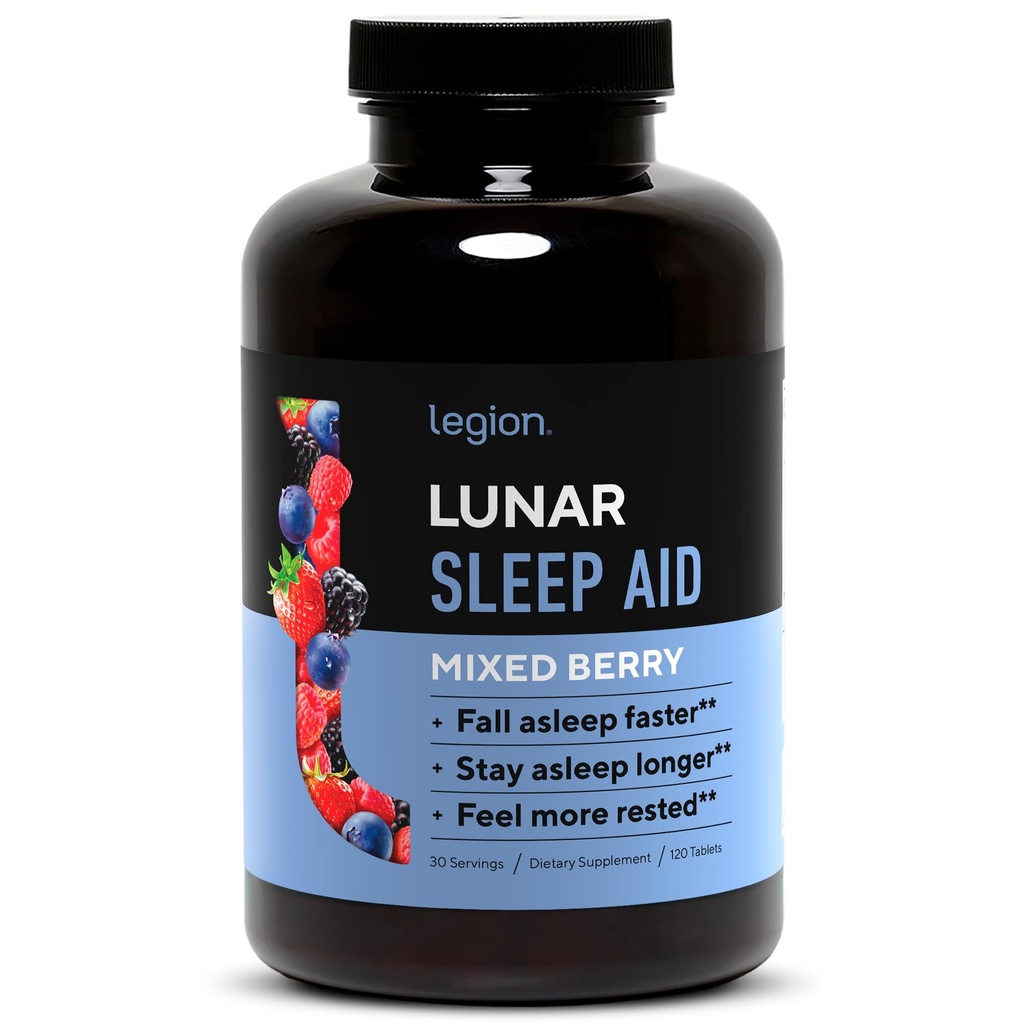 Legion Lunar Natural Sleep Aid tyggetabletter med Melatonin, L-Glycin, 30 Servering
