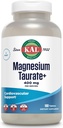 KAL Magnesium Taurate 400mg Plus CoEnzyme Vitamin B6, Chelated Magnesium Supplement, Muscle Function, Gluten Free, Vegan, 90 Serv, 180 Tablets