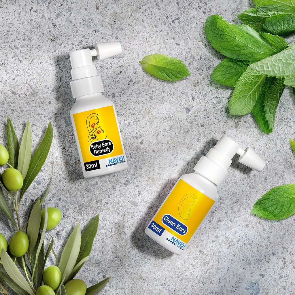 NAVEH PHARMA Itchy Ears Remedy Ear Rengøring og Itch Relief (1 fl oz) + NAVEH PHARMA CleanEars (1 fl oz)