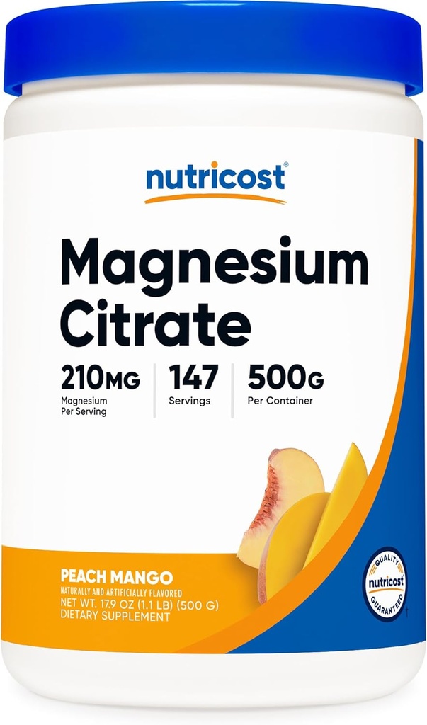 Nutricost Magnesium Citrate Powder (Peach Mango, 500 Gram)