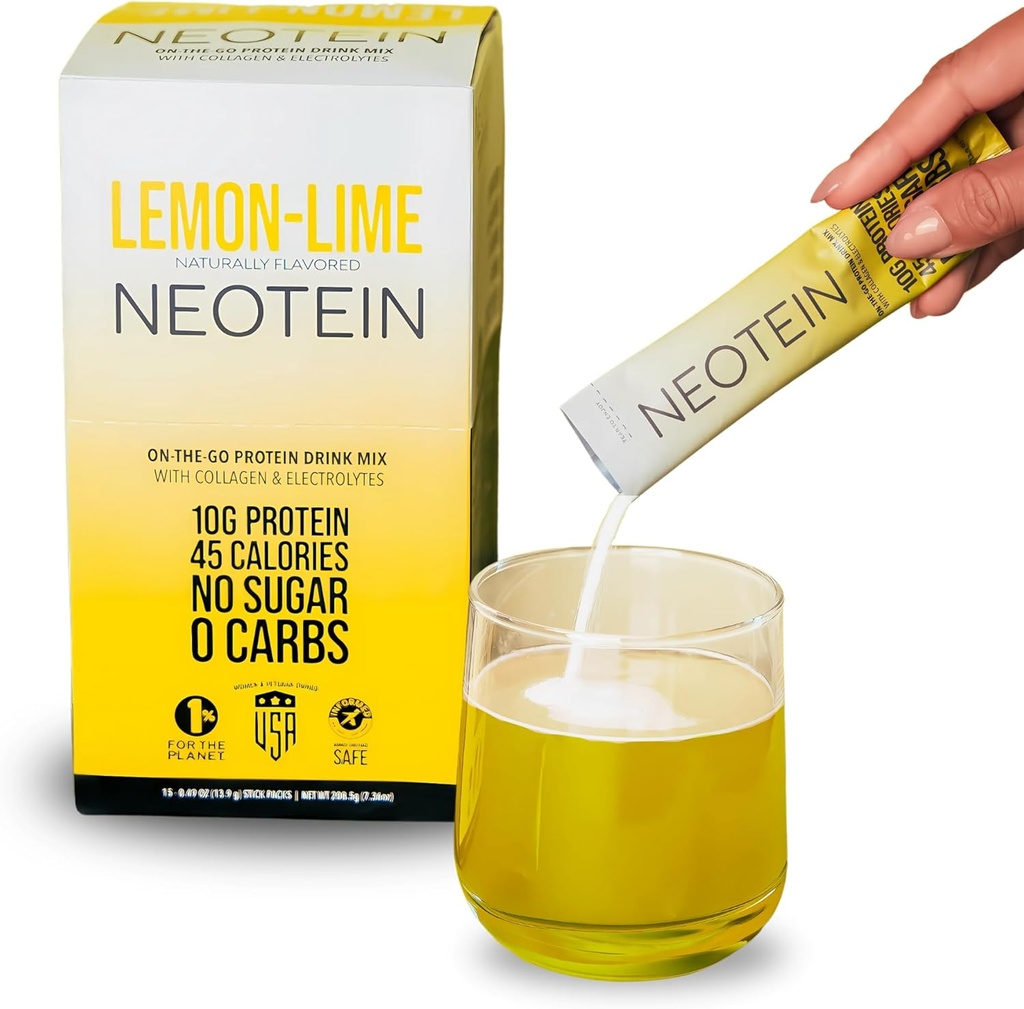 NEOTEIN: Electrolyte Powder Packets, Protein Powder with 10g Protein & Collagen Note 124; Hydration Packets - Zero Sugar, NO Fillers, NO Carbs