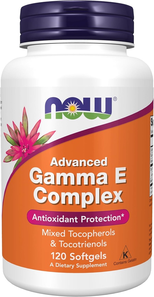 Now Supplements, Advanced Gamma E Complex, Mixed Tocopherols & Tocotrienols, Antioxidant Protection *, 120 Softels