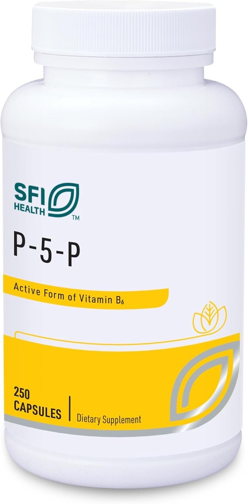 Klaire Labs SFI Health P- 5- P - 30 Milligram af Bioactive Vitamin B6 Pyridoxal- 5- Phosphat til metabolisk & leverstøtte, Hypoallergen (250 kapsler)