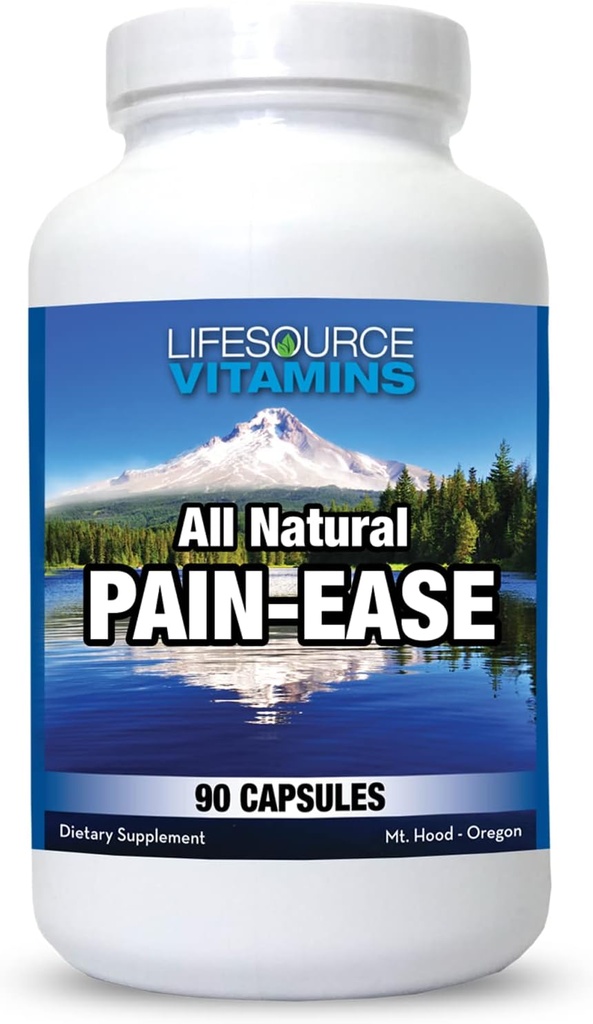 LifeSource Vitaminer All Natural Pain Ease - 20 Synergistiske Urter og Enzymer, der naturligt & sikkert Support: Hovedpine & Migræne - Knæer - Skuldre - Joints - Leg Smerte - Spænding