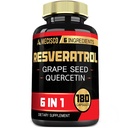 6in1 Trans Resveratrol tillæg med Grape Seed, Milk Thistle, og mere - Resveratrol 1000mg - Understøttelse af immunsystemet, hjerte sundhed, bodymanagement - 180 kapsler