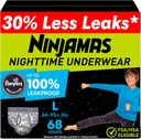 Ninjamas Drenge Bedwetting Natkjole Undertøj, Størrelse L Pull Ups for Boys (64- 95 + lbs), 68 Greve, Træningsbukser, Overnatning Undertøj Børn, Ultra Absorbent, Hypoallergen