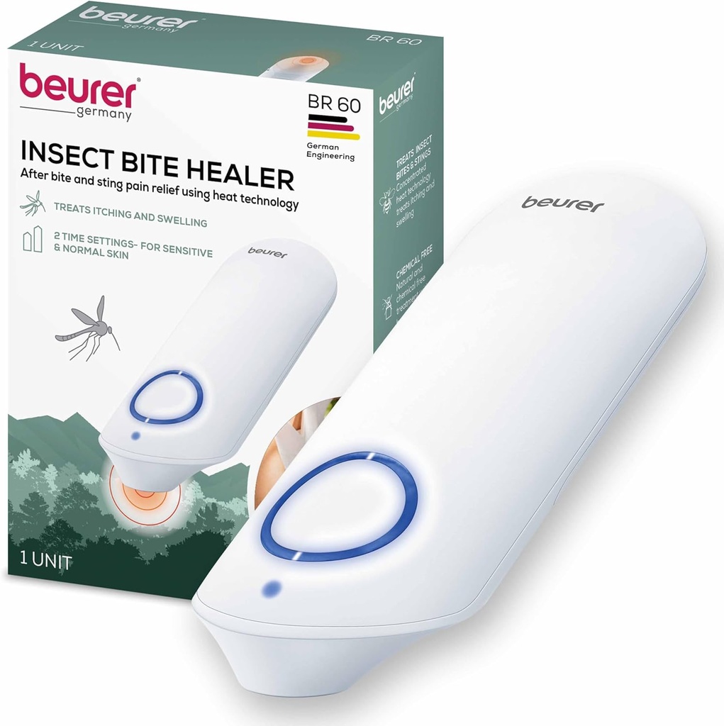 Beurer BR60 Insect Sting og Bite Relief, Bug Bite Healer til kemisk-fri behandling af Insect Bites, Non- Toxic Natural Relief from Itching and Helling, for Mosquito Bites