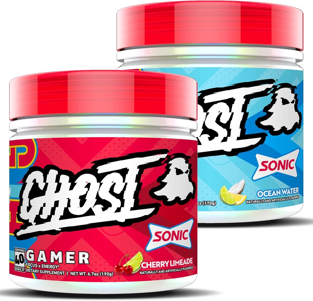 GHOST Gamer Sonic Bundle: Energi og fokus støtte Formel - Ocean Vand og Cherry Limeade