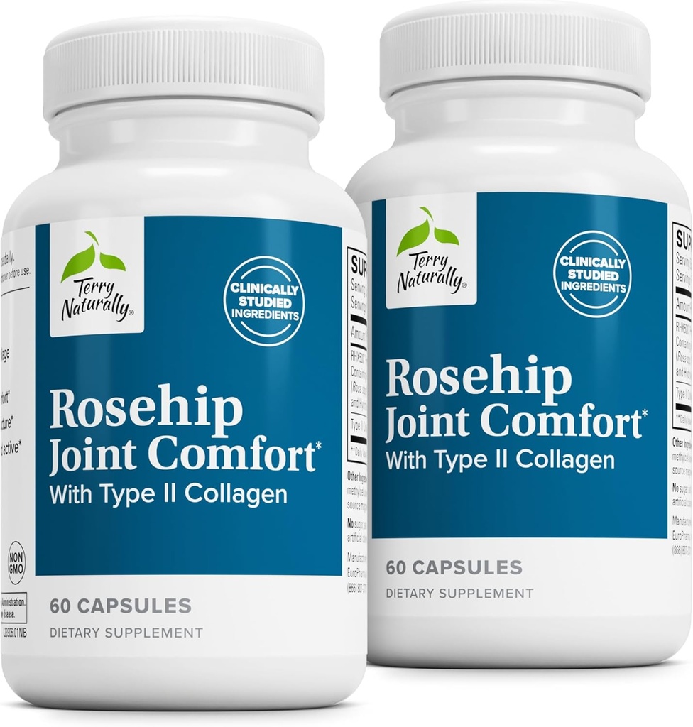 Terry naturligt Rosehip Joint Comfort - sund fælles mobilitet & fleksibilitet support supplement - supplement til type II collagen - fælles struktur & brusk supplement - 60 kapsler (2 pakker)