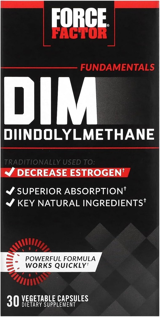 Kraftfaktor DIM piller til at reducere østrogen hos mænd, Diindolylmethan supplement med vigtige naturlige ingredienser og Superior Absorption, Diindolylmethan 300mg, værker hurtigt, 30 kapsler