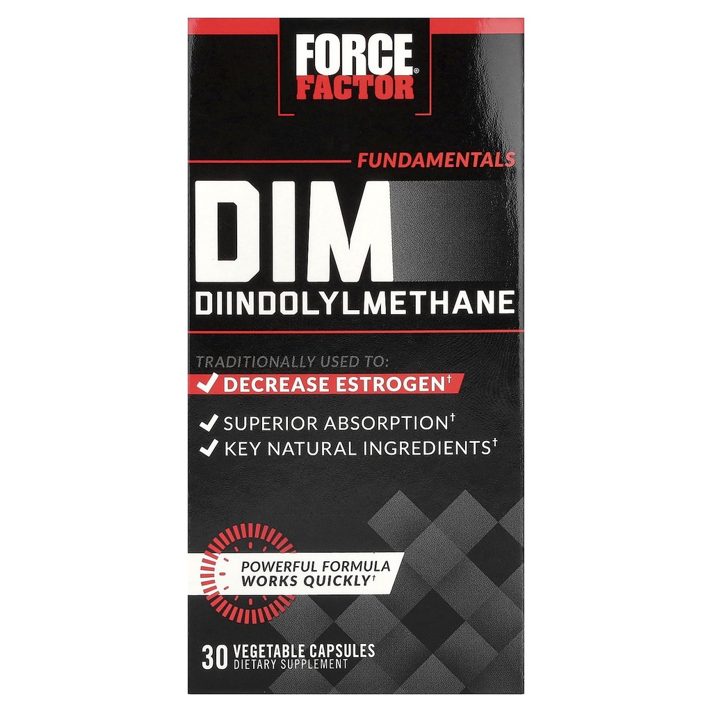 Kraftfaktor DIM piller til at reducere østrogen hos mænd, Diindolylmethan supplement med vigtige naturlige ingredienser og Superior Absorption, Diindolylmethan 300mg, værker hurtigt, 30 kapsler