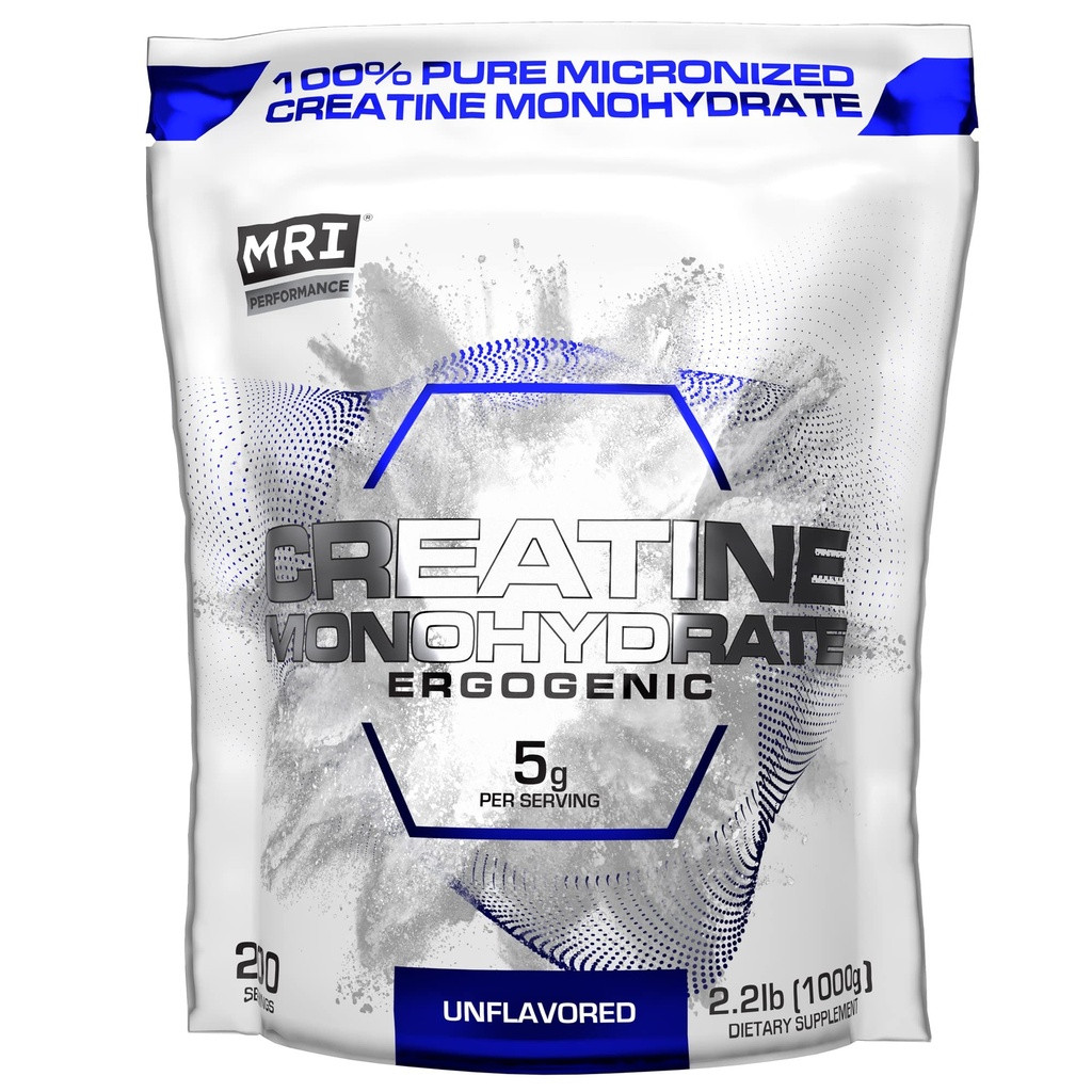 MRI Performance Creatinine Monohydrat Powder 5g, 100% Pure Mikronized Creatin Supplement, Muscle Growth & Recovery, Build Muscle, Øge Styrke, Performance, Endurance, 1000g, Unflavored
