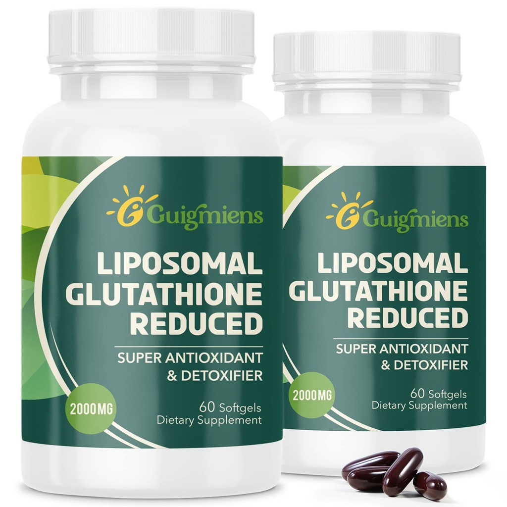 Oumebiu Liposomal Glutathion 2000 MG, 10x Better Absorption, Glutathion Supplement med Hyaluronic Acid + Collagen Peptid + Resveratrol, Kraftfuld Antioxidant, Health Aging, immun Health, 120 Count