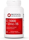 PROTOKOL OM LIV BALANCE C- 1000 + Zinc- 15 - Vitamin C & Zinc Bisglycinat - Immun Support - Antioxidanter Supplement - med Ascorbinsyre - 120 Veg kapsler