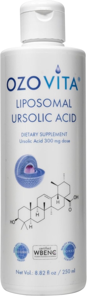 Liposomal Ursolic Acid 300 mg | Micelle Technology for High Absorption | Organic Coconut Flavor | Vegan, Non-GMO, Gluten-Free, No PEG | Made in FDA Registered Facility | 250 ml (50 Servings)