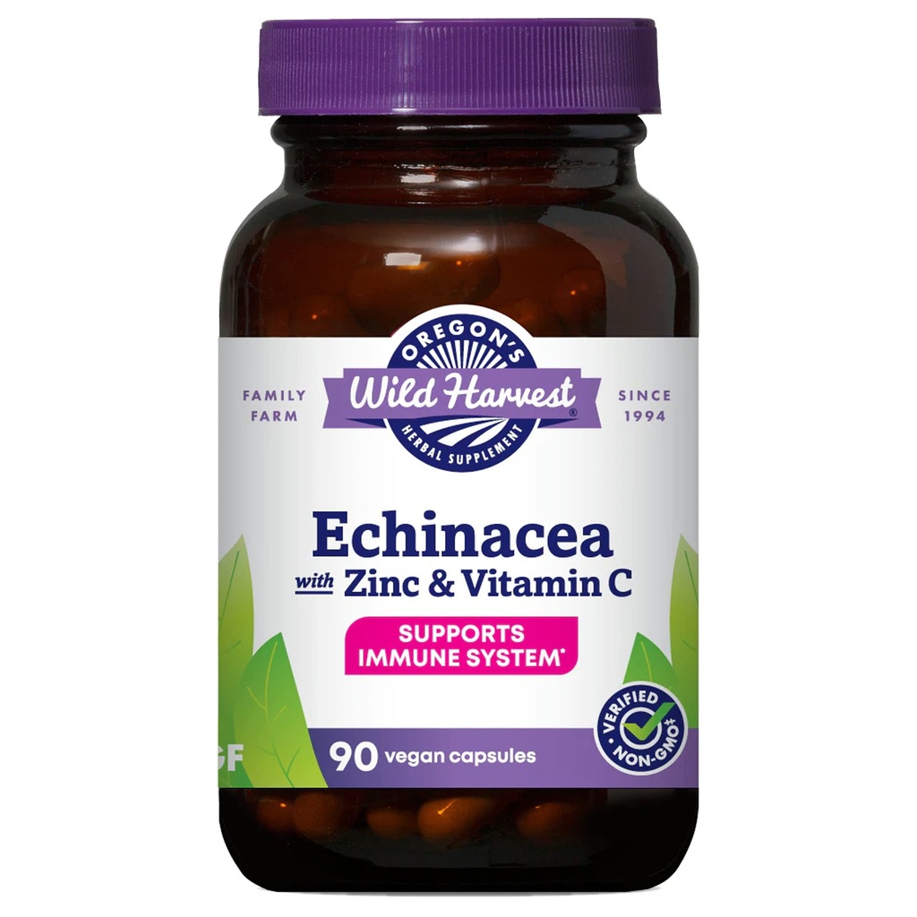 Oregon 's Wild Harvest Echinacea med zink og C-vitamin kapsler, 90 Greve