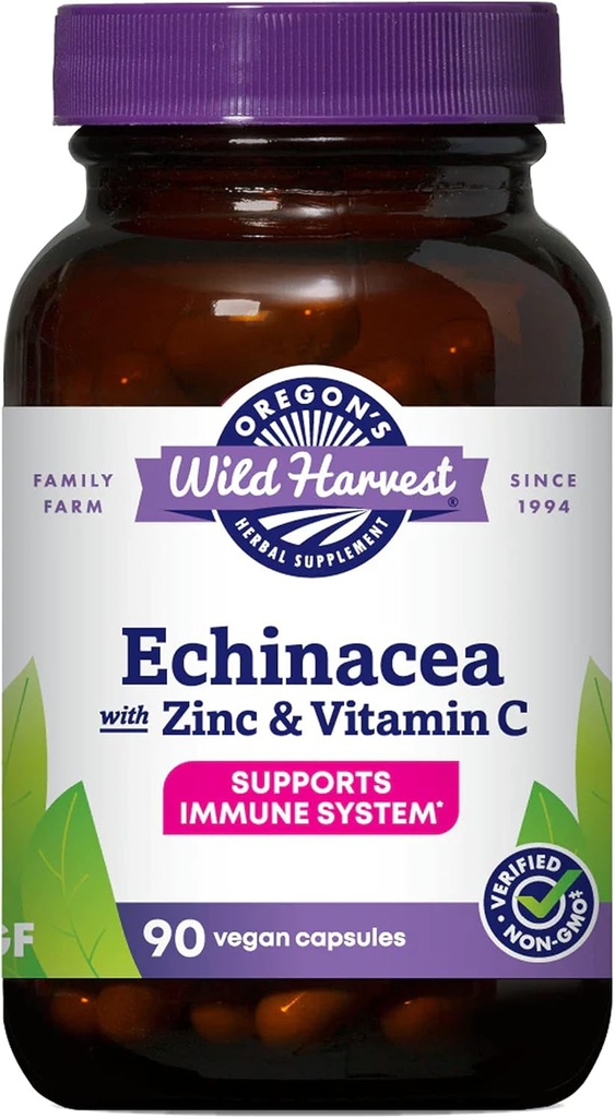 Oregon's Wild Harvest Echinacea with Zinc and Vitamin C Capsules, 90 Count