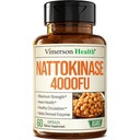 Nattokinase Supplement - Heart Health Kosttilskud med Nattokinase 4000 FU - Max Strength Circulation Supplements - Systemiske enzymer til sund cirkulation & Glat Flow. Non- GMO & Vegan. 60 Kapsler