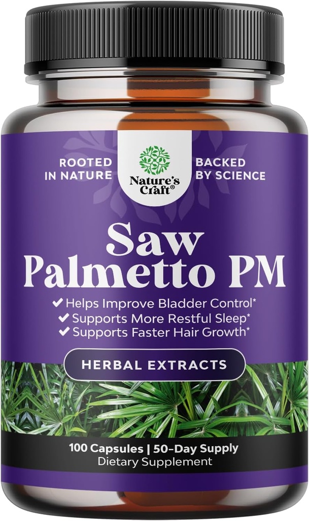 Nattertid Defense Saw Palmetto for Mænd - Saw Palmetto Uddrag Prostata supplement til mænd Hjælp Reducere natten vandladning Frekvens Hastighed og overaktiv Bstige med Lycopene Pumpkin Seed og Melatonin