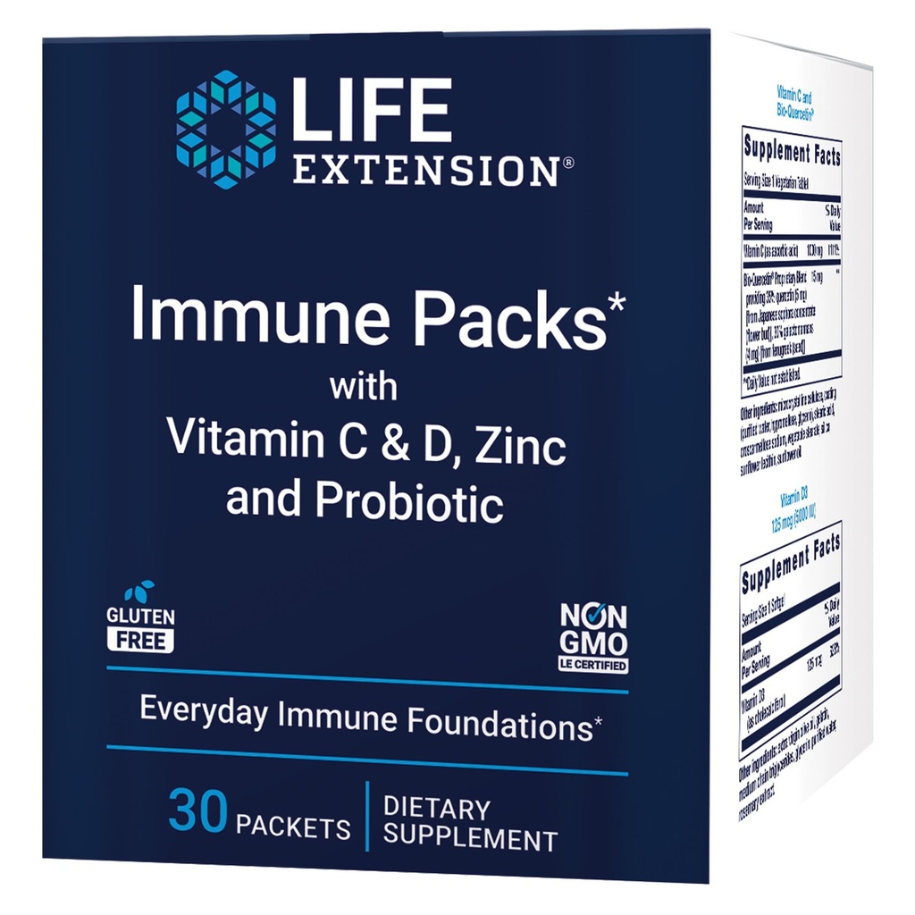 Life Extension - Immunpakker med vitamin C & D, zink og probiotika (30 pakker)