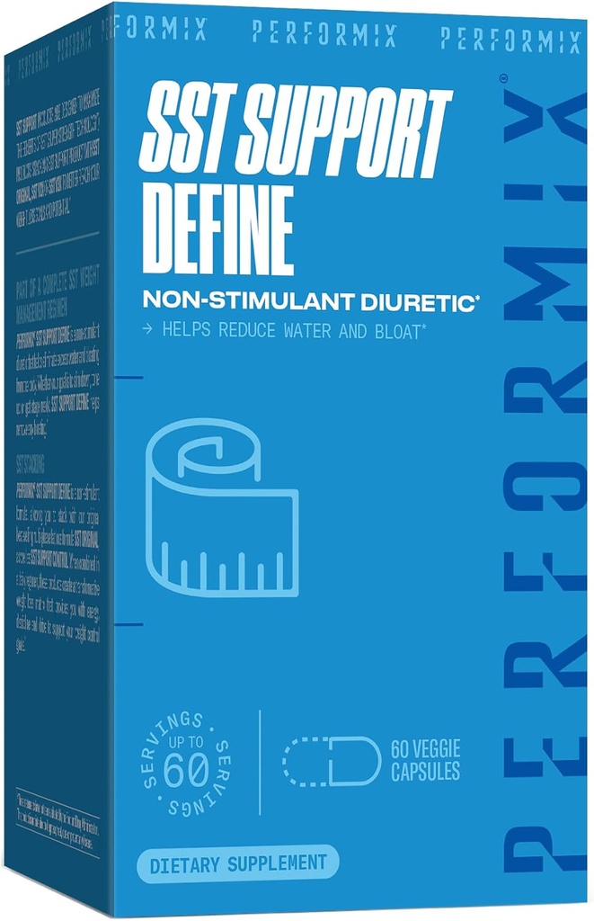 PERFORMIX SST Support Definer Non- Simulant Diuretic - 60 Veggie Kapsler - Reducer vand og bloating - Støtte Urinary Tract Health & Full Body Cleanse med Mælkebøtte Extract & Apple Cider Vincifera