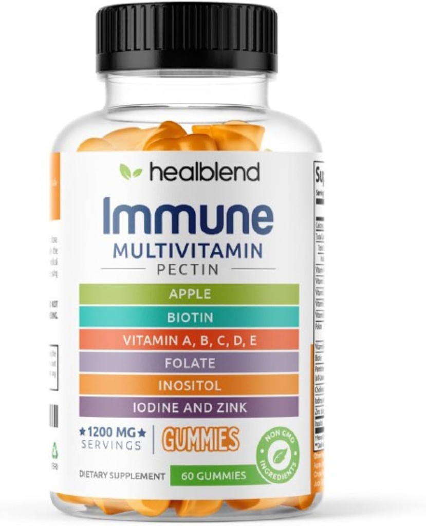 healthmidge Power- Packed Multivitamin Bear Gummies for Voksen Buddy 124; Vitamin C, D3, B6, B12, Jern, Zink