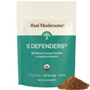 Real Mushrooms 5 Defenders Mushroom Complex Powder - Organic Mushrooms Extract from Chaga, Reishi, Tyrkiet Tail, Maitake & Shiitake Mushroom Blend for Wellness Support with Beta Glucans - 100 Servere