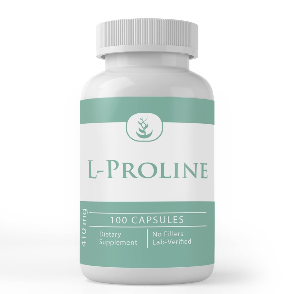 Pure Original Ingredienser L- Proline, (100 kapsler) Altid Pure, Ingen tilsætningsstoffer eller Fillers, Lab Verified