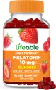 Lifeable Melatonin 10mg - Great Tasting Natural Flavor Gummy Supplement - Gluten Free Vegetarian GMO- Free Chewable - for hjælp Falling Assein and Staying Assein - for voksne, mand, kvinder - 60 Gummies