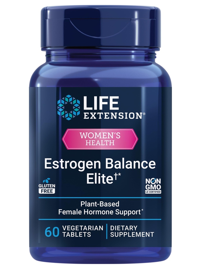 Life Extension Estrogen Balance Elite, Menopause Support, Hormone Balance, hot Flashs, Night Sweats, Vaginal Dryness, Gluten- Free, Non- GMO, Vegetar, 60 tabletter.