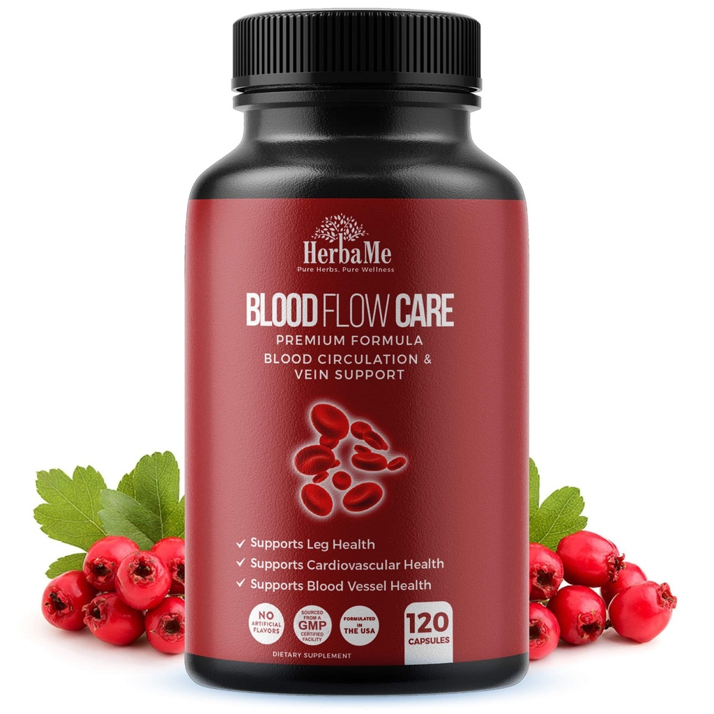 Blood Circulation Supplement, 120 Kapsler, Supports Leg Vein, Heart, Fartøjer og Cardiovaskulær Sundhed med Niacin, L- Arginin, Ginger, Cayenne Pepper, Hawthorn, Diosmin, Blood Flow Pills