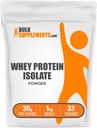 Bulkadditions.com Whey Protein Isolate Powder - Unflavored Whey Protein Powder, Nutritional Supplement - Gluten Free, 30g per Serving, 1kg (2,2 lbs) (Pakning med 1)
