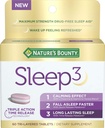 Nature 's Bounty Sleep3 Melatonin 10mg, maksimal styrke 100% Drug Free Sleep Aid, Kosttilskud, L- Theanine & Nighttime Herbal Blend Time Release Technology, 60 Tri- Layed Tablets