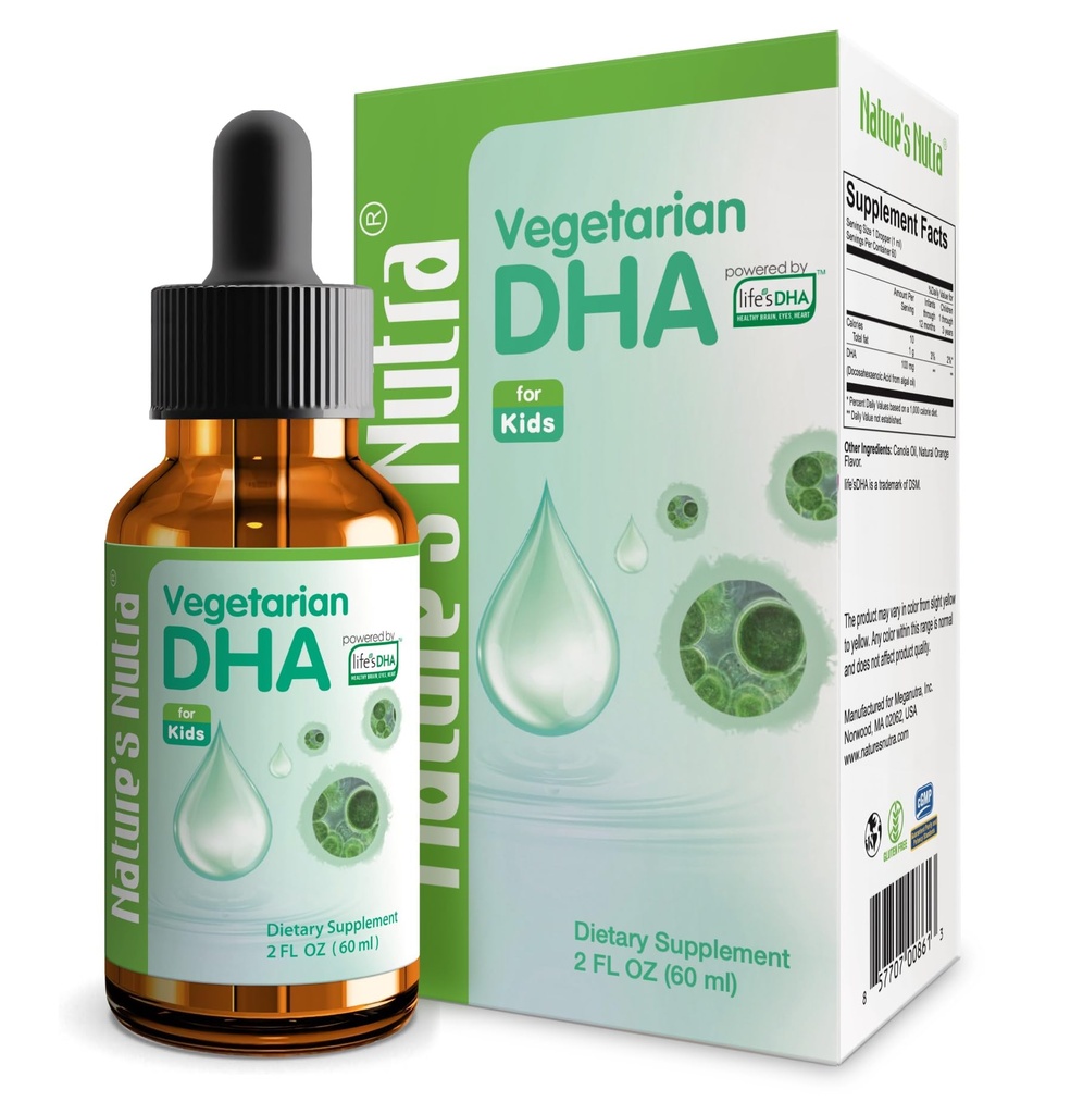 Naturens Nutra Vegetarisk DHA, Premium Flydende DHA til Baby, Infant, Børn og Børn, Non- GMO, DHA 100 mg, Pure Plant Source, 2 Fl Oz (60ml)